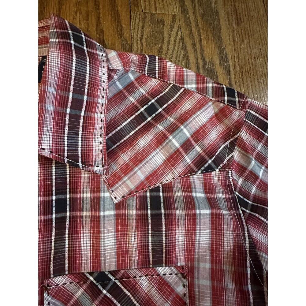 Wrangler Pearl Snap Shirt Mens Size XL Tall, Plaid Long Sleeve Western Cowboy - Picture 8 of 9